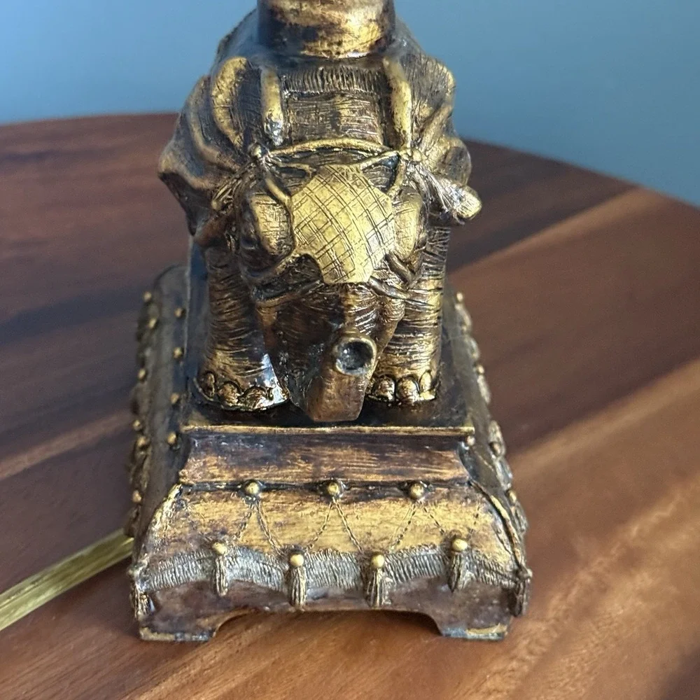 Vintage Gilded Elephant Table Lamp (Base Only) Indian Hollywood Regency Boho 14